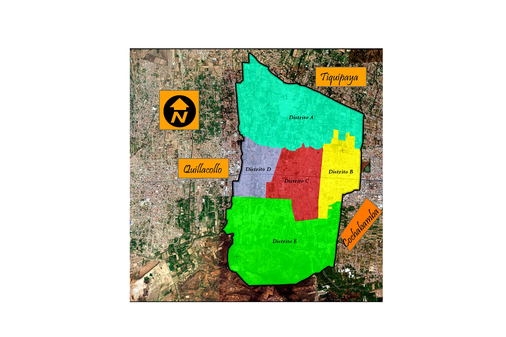 Mapa general de distritos de Colcapirhua